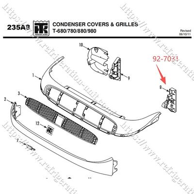Le support de coquille 927031/92-7031 de THERMO KING est disponible pour les pièces de rechange T-600M T-800M T-1000M T-680Pro T-880Pro T-1080Pro