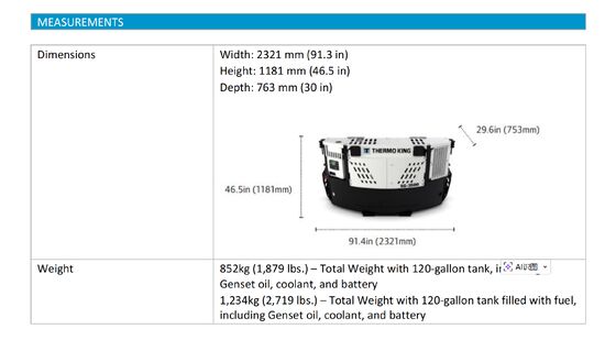 SG3500 THERMO KING moteur diesel générateur marin conteneur réfrigérateur unité d'alimentation électrique consommation de carburant remarquable fabriqué en usine de Chine