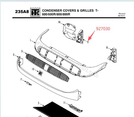 927030 BRACKET - bobine (à côté du trottoir),T600/T800 / T-600M T-800M 880Pro T-600R T-800R support de couverture